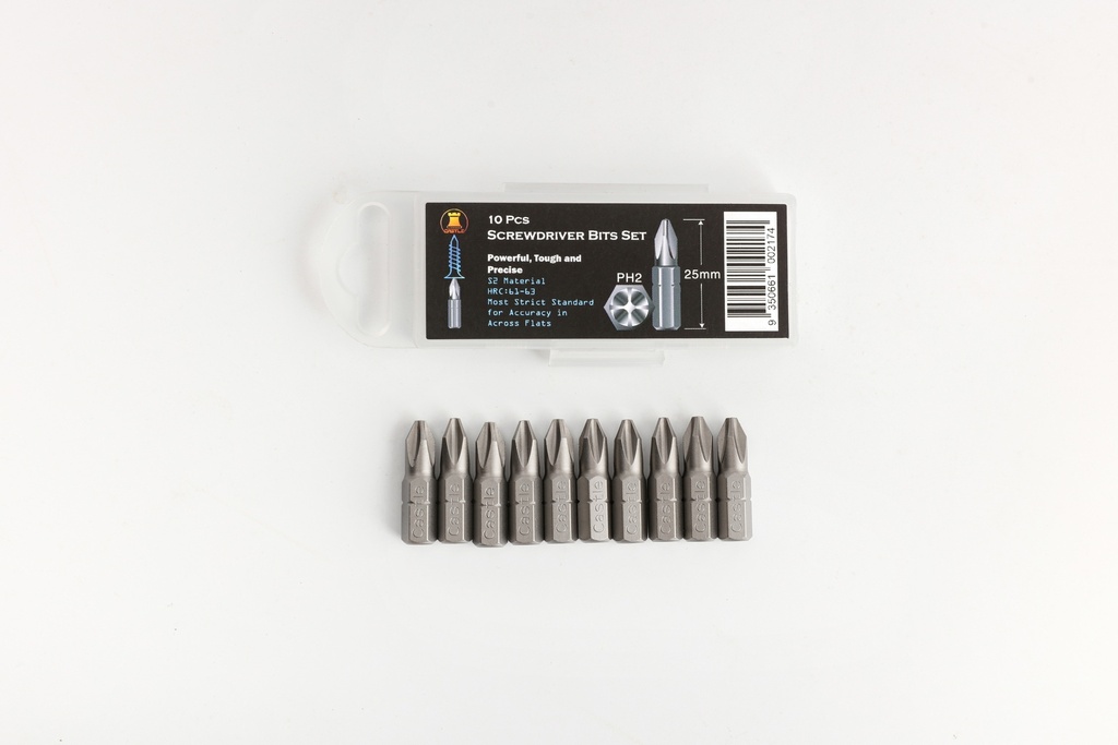 Castle Fastener Tool - Screwdriver Bits Set 25mm PH2 10PCS