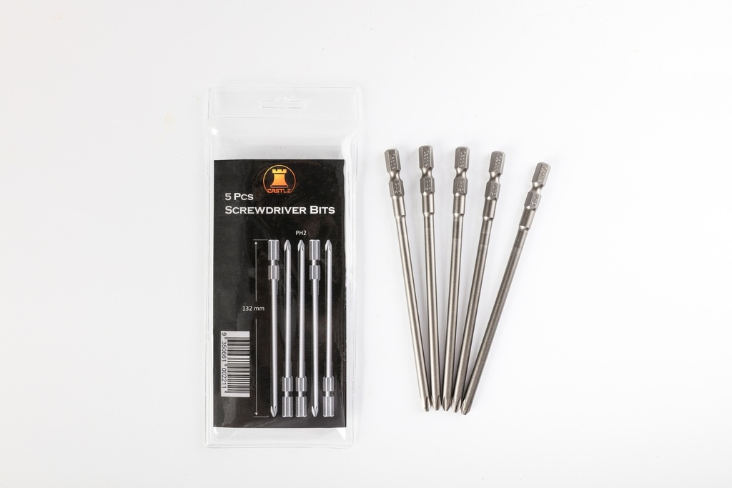 Castle Fastener Tool - Auto Feed Screwdriver Bits Set 132mm PH2 5PCS